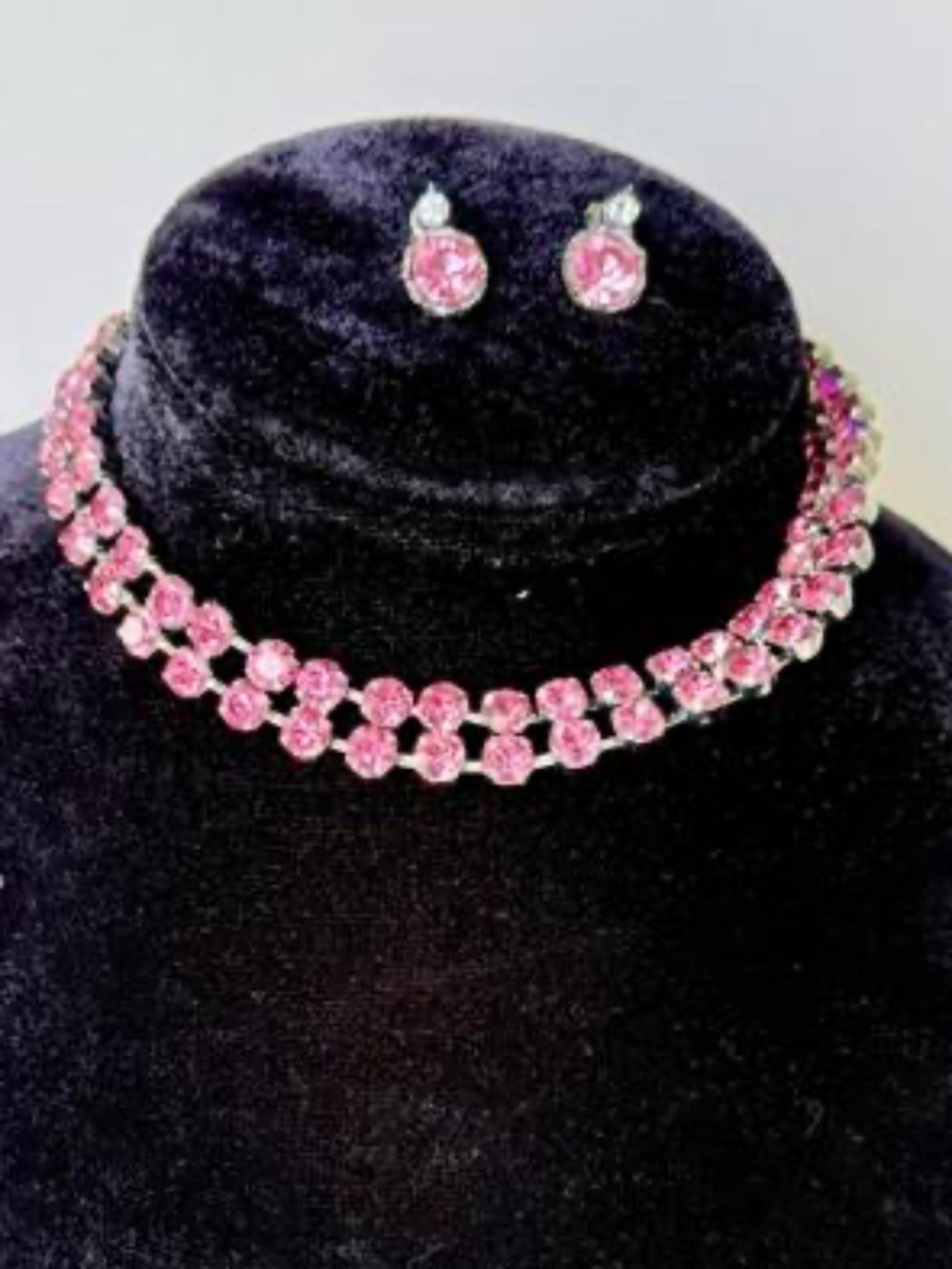 Rhinestone necklace with earings